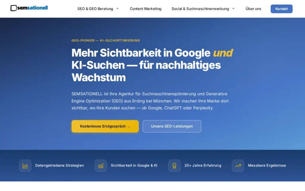 Startseite von SEMSATIONELL