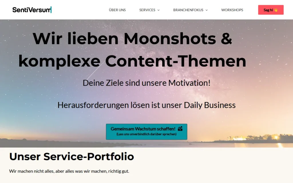 Startseite von SentiVersum