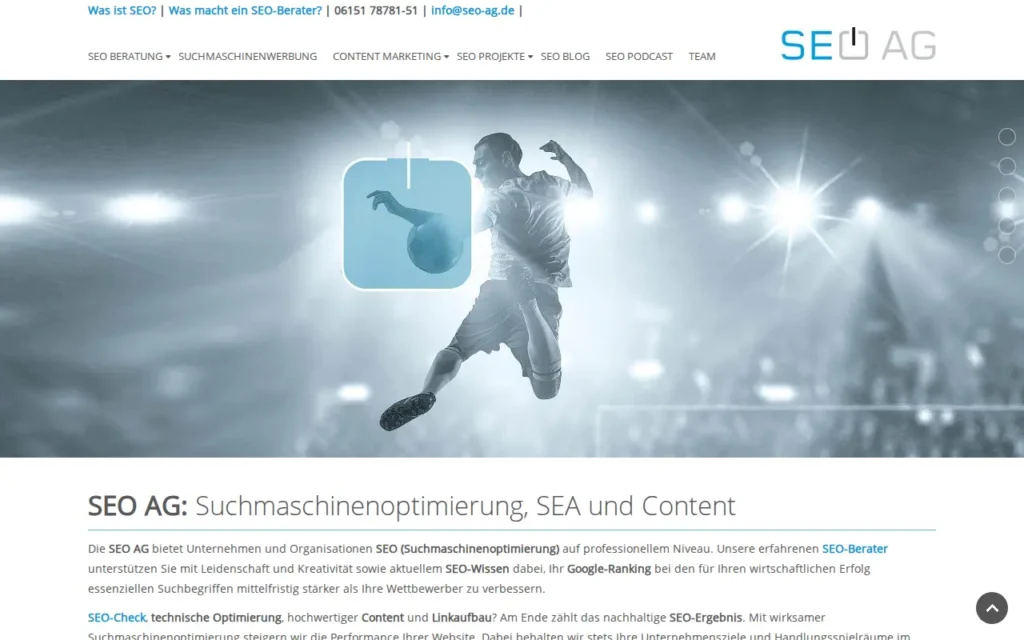 Startseite von SEO AG