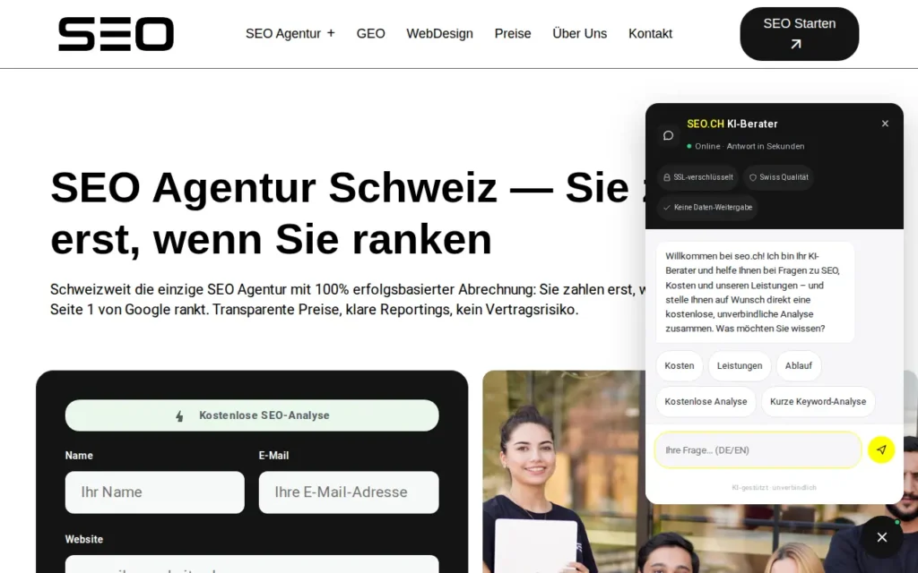 Startseite von SEO.CH AG