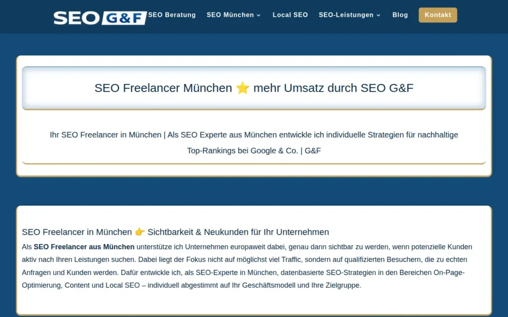 Startseite von SEO G&F München