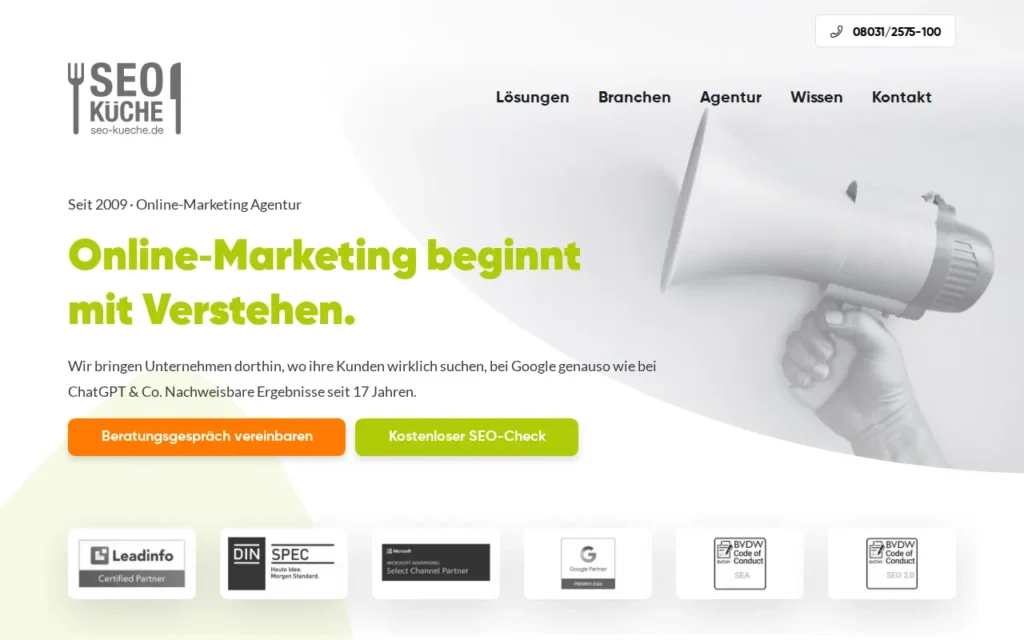 Startseite von SEO-Küche Internet Marketing GmbH & Co. KG