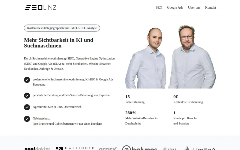 Startseite von SEO Linz