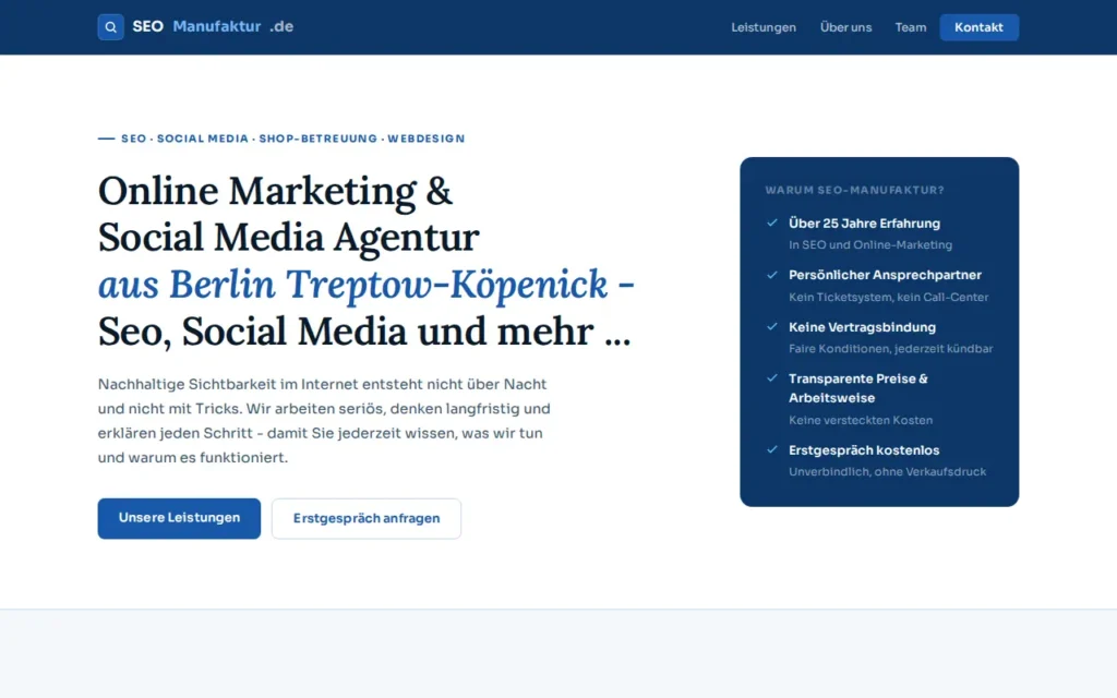 Startseite von SEO-Manufaktur