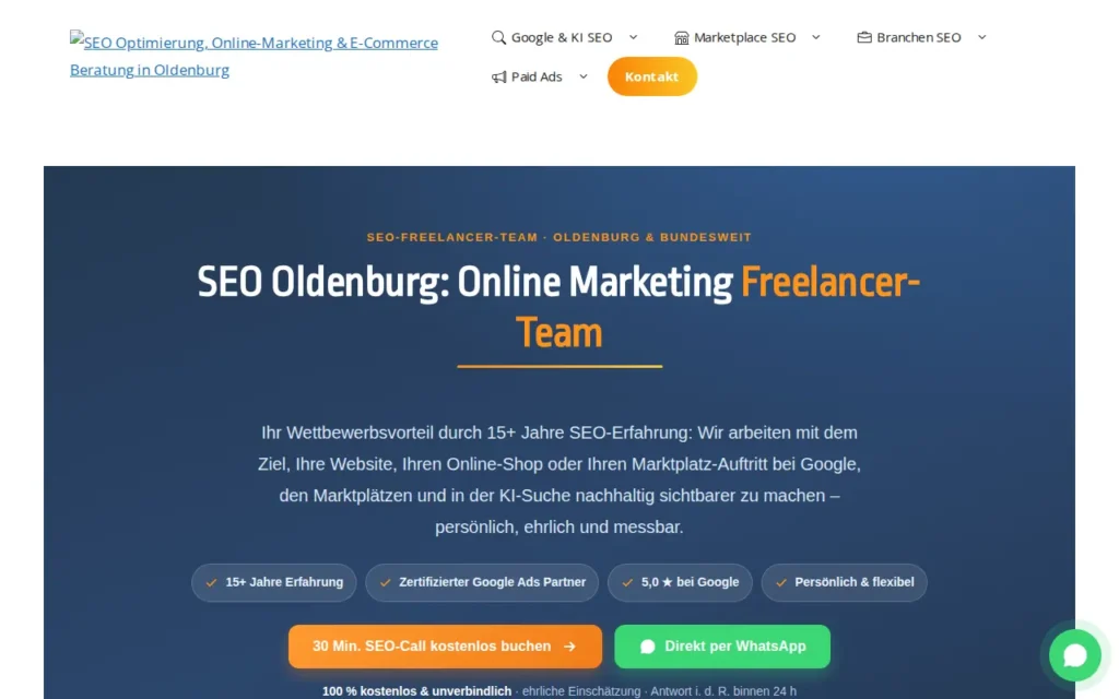 Startseite von SEO Oldenburg