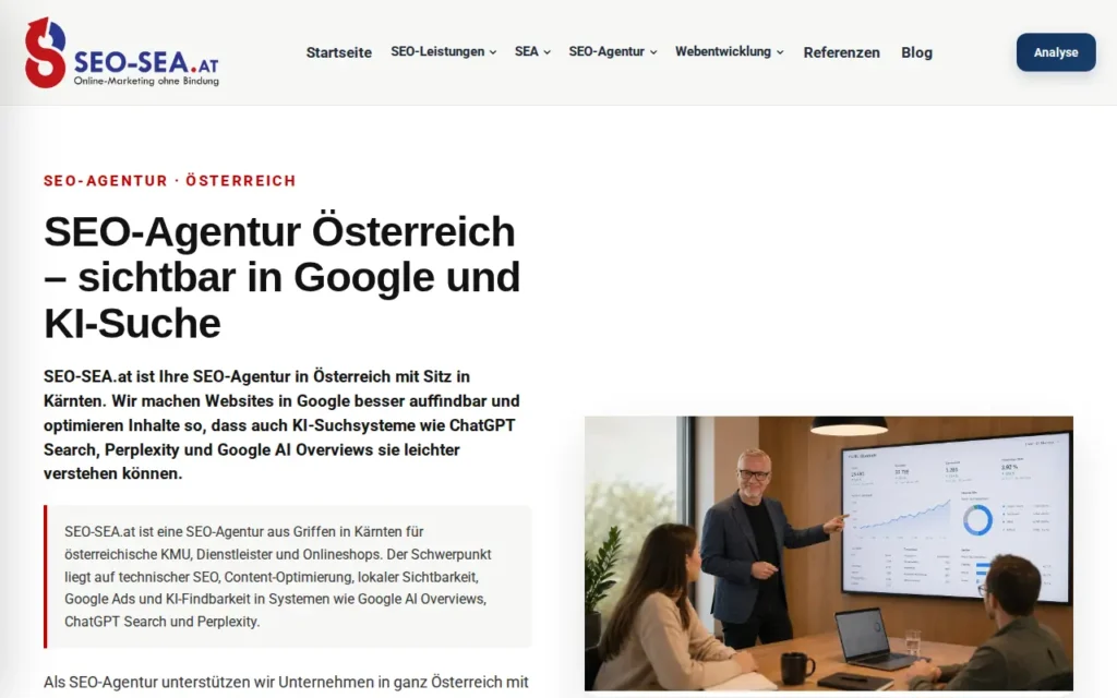 Startseite von SEO-SEA.at