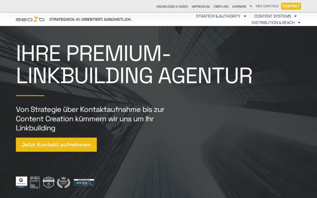 Startseite von seo2b (rankeffect digital GmbH)