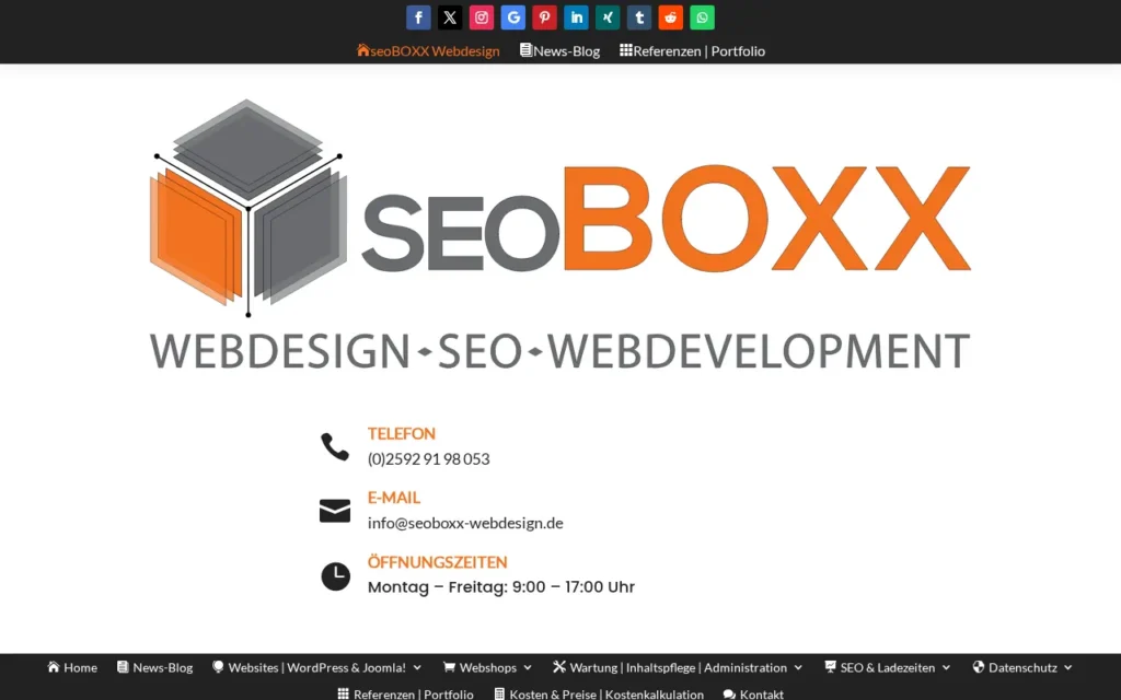 Startseite von seoBOXX Webdesign