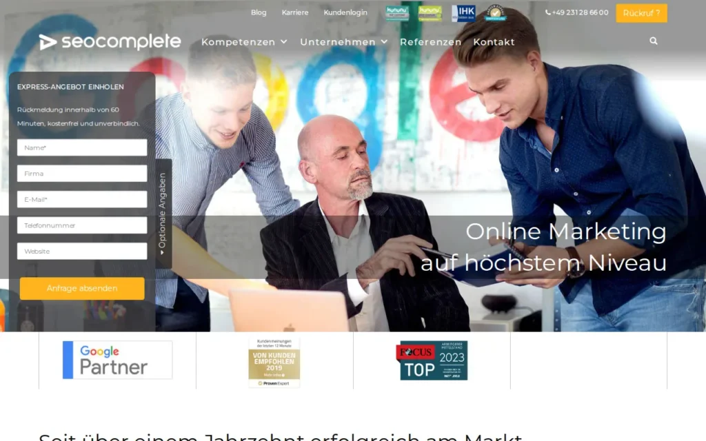 Startseite von Seocomplete GmbH