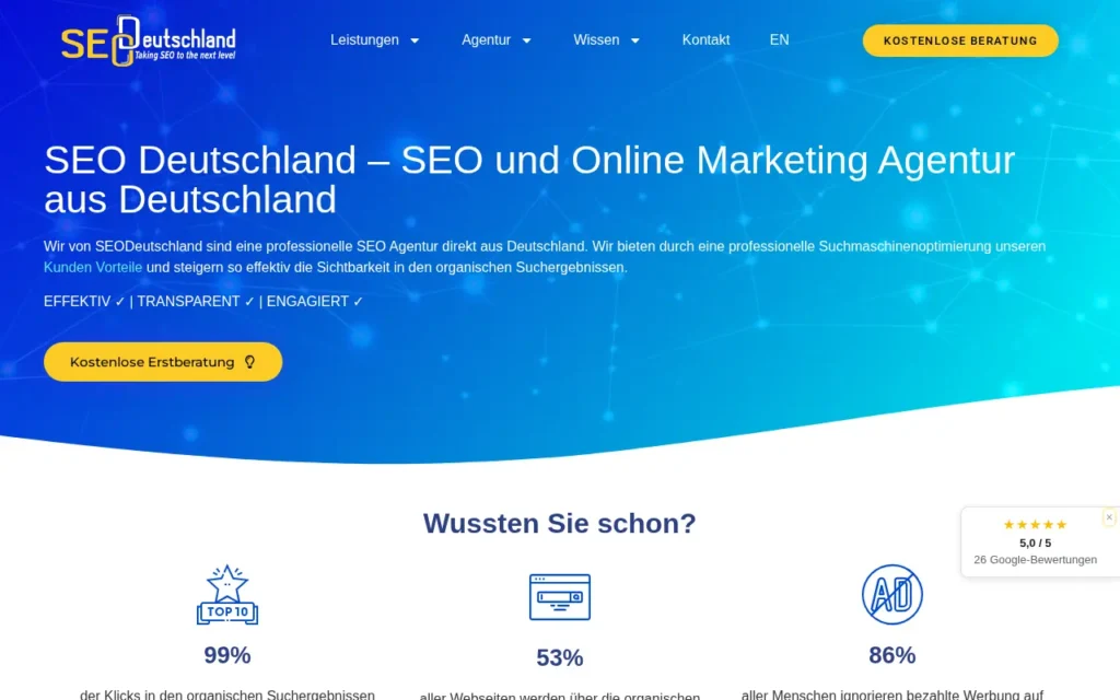 Startseite von SEO Deutschland (NextWeb GmbH)