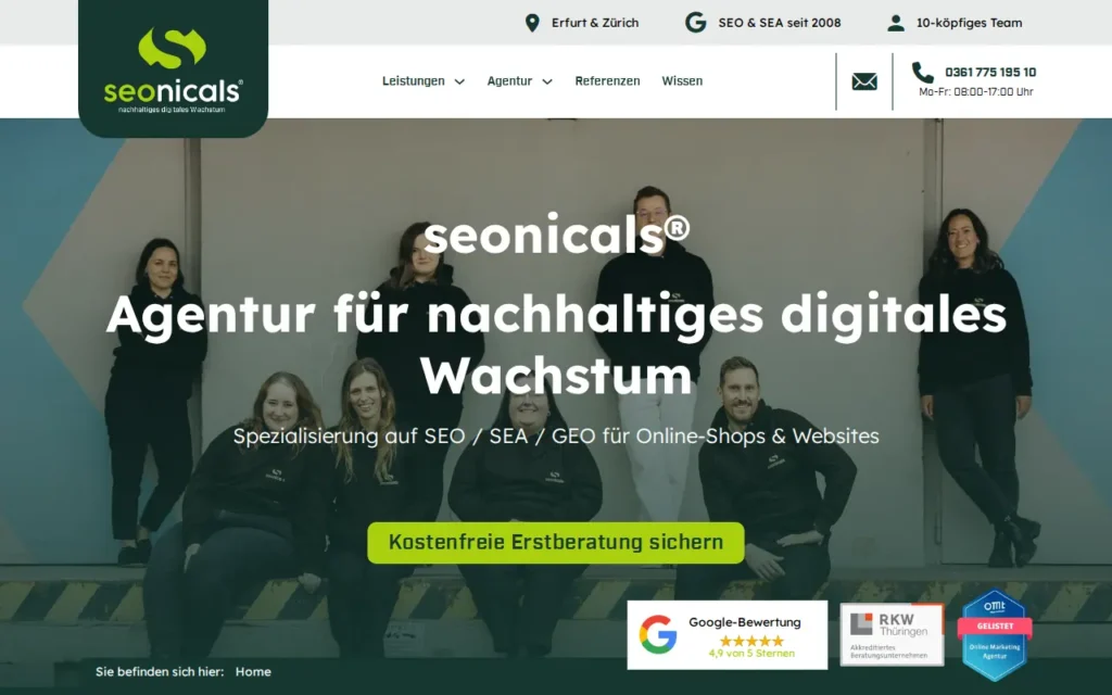 Startseite von seonicals