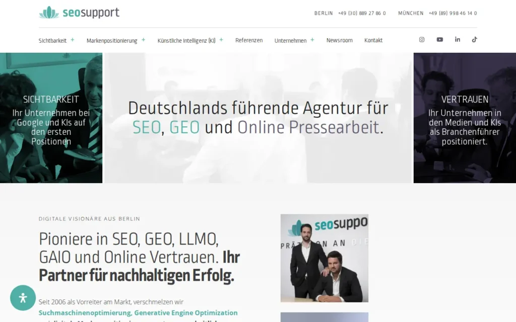 Startseite von seosupport GmbH