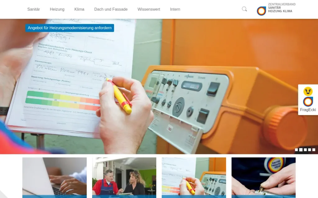 Startseite von SHK-Innungsfachbetriebssuche (Wasser Wärme Luft / Serviceportal SHK)