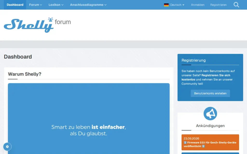 Startseite von Shelly Forum