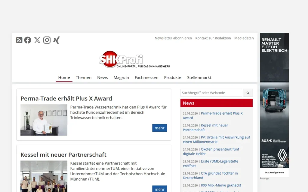 Startseite von SHK Profi