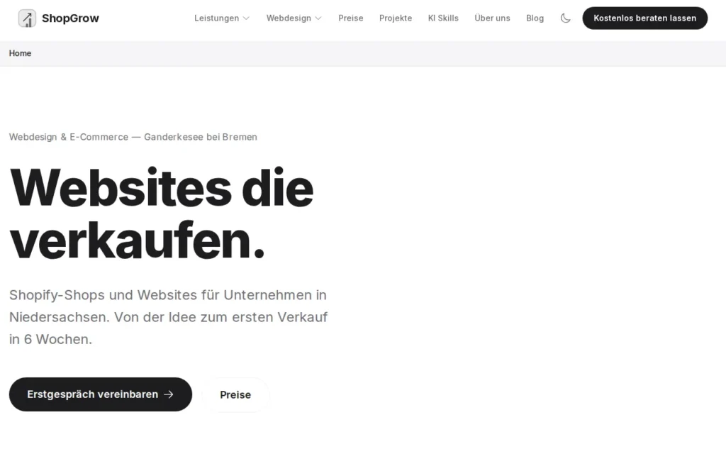 Startseite von ShopGrow (Marke der Persify GmbH)