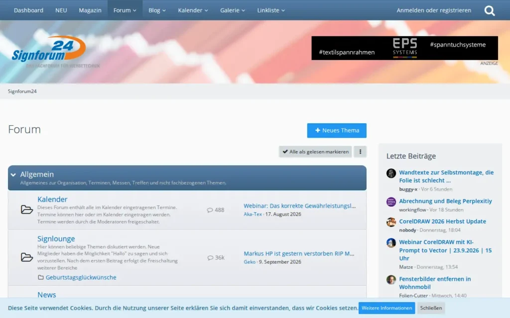 Startseite von Signforum24