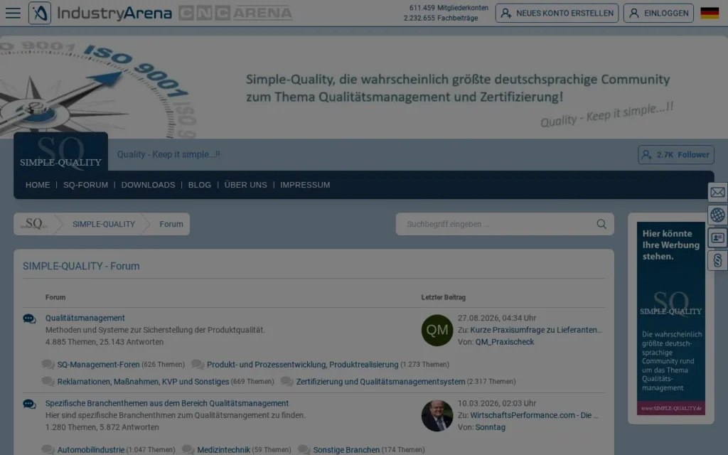 Startseite von SIMPLE-QUALITY SQ-Forum