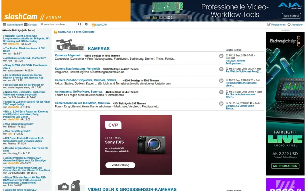 Startseite von slashCAM Forum