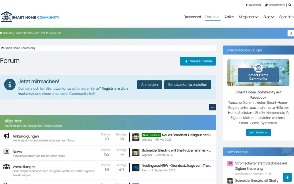 Startseite von Smart Home Community
