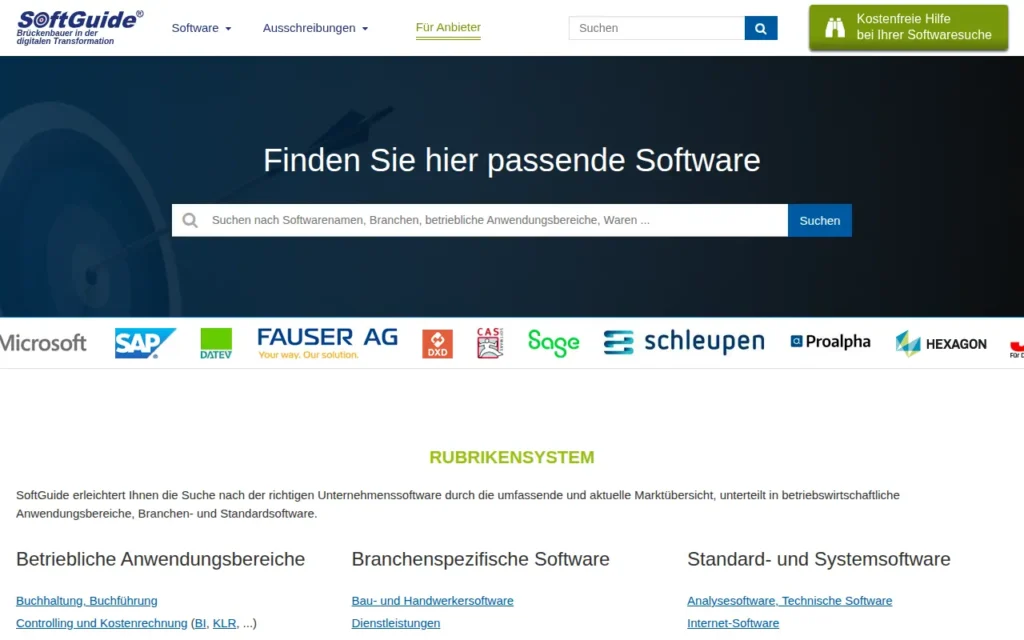 Startseite von SoftGuide