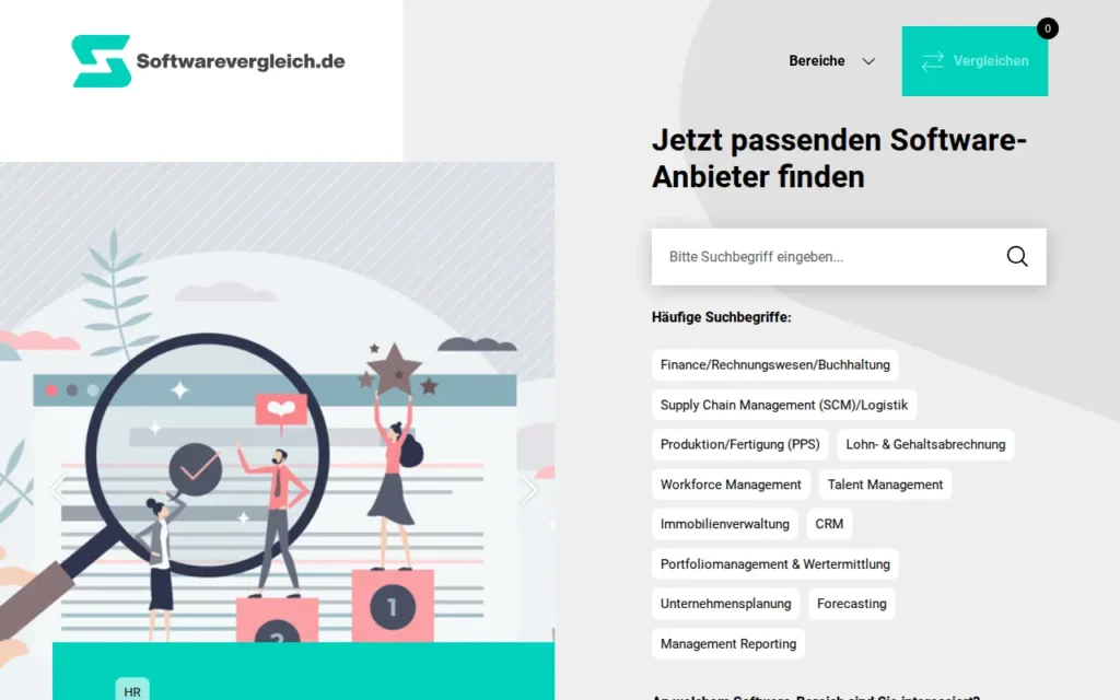 Startseite von softwarevergleich.de