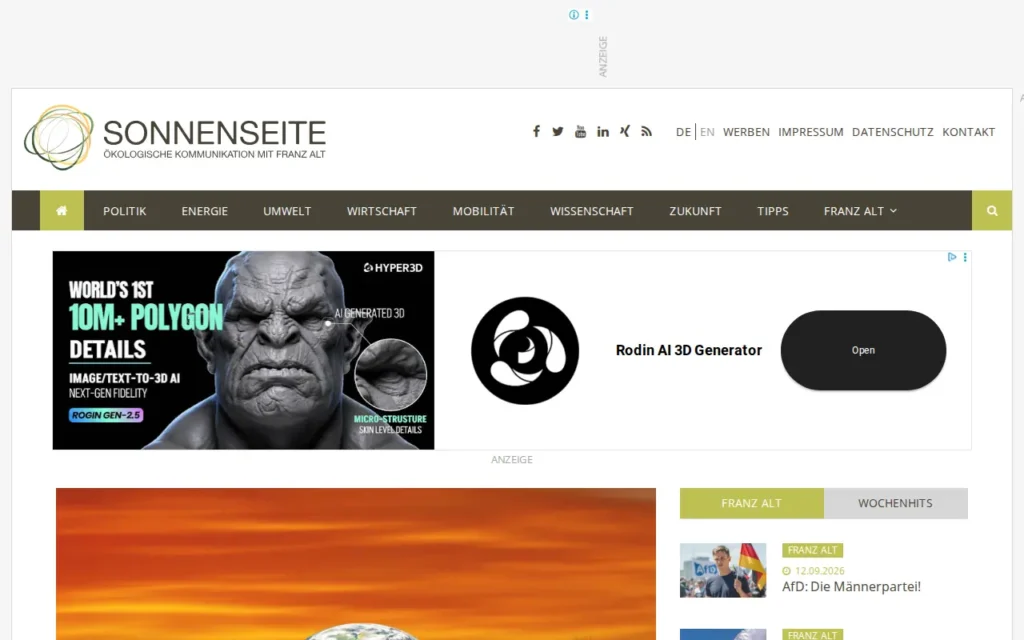 Startseite von Sonnenseite
