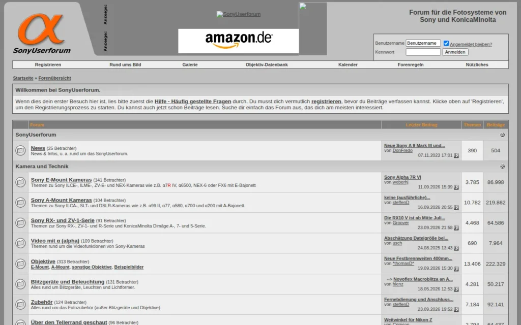 Startseite von SonyUserforum
