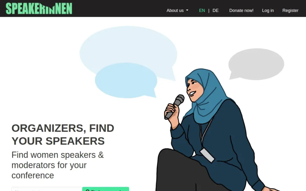 Startseite von Speakerinnen-Liste