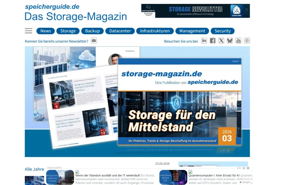 Startseite von speicherguide.de