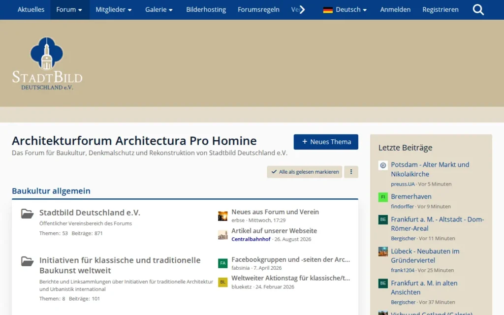 Startseite von Stadtbild Deutschland – Architectura Pro Homine