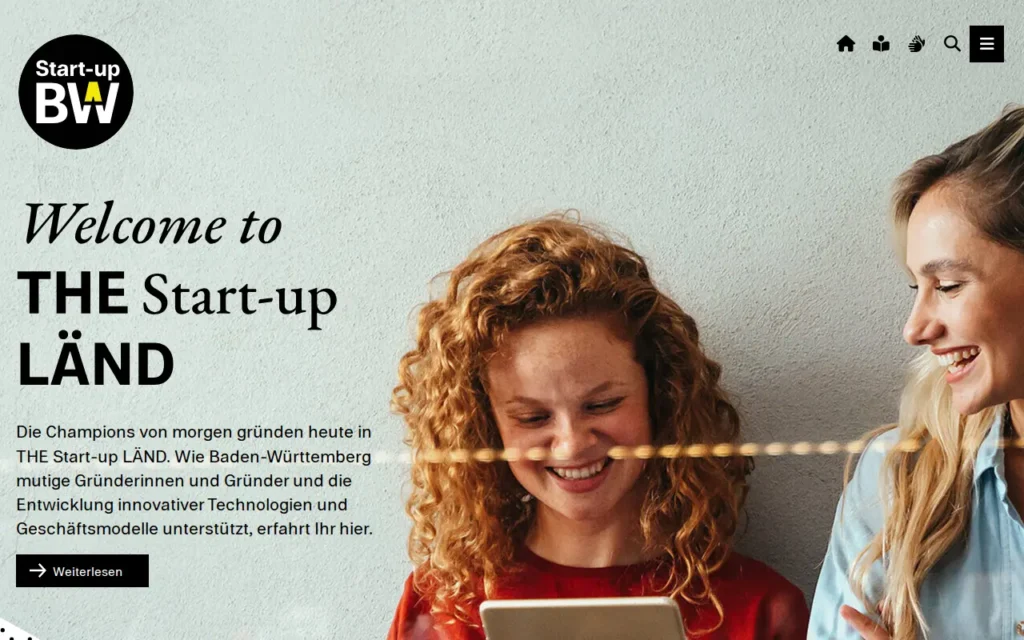 Startseite von Start-up BW
