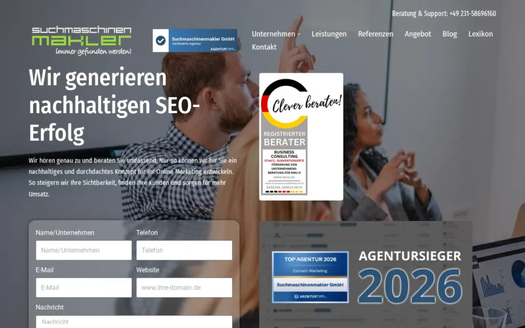 Startseite von Suchmaschinenmakler GmbH