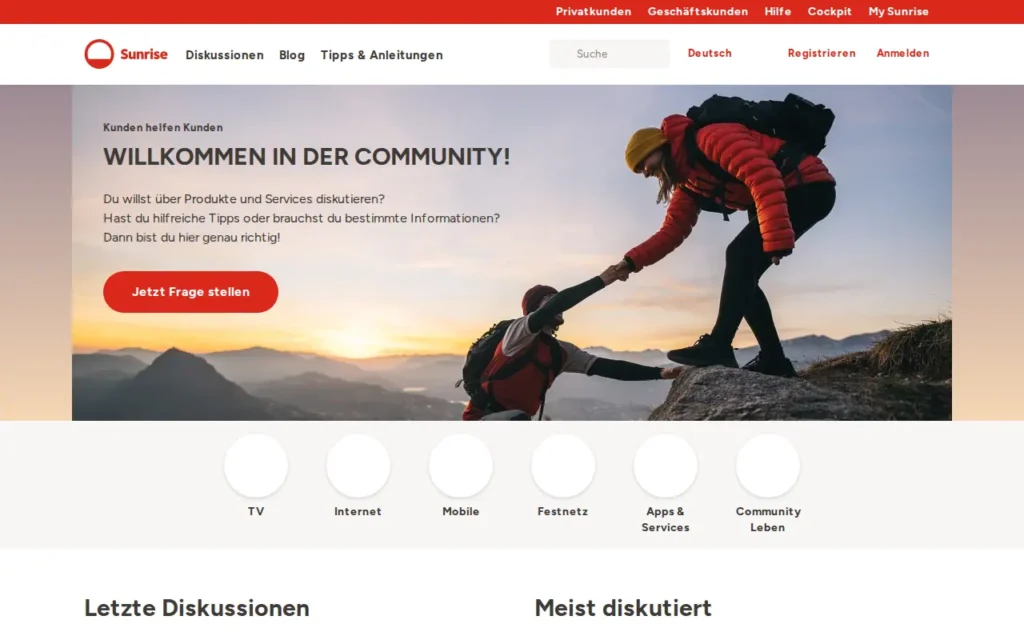 Startseite von Sunrise Community