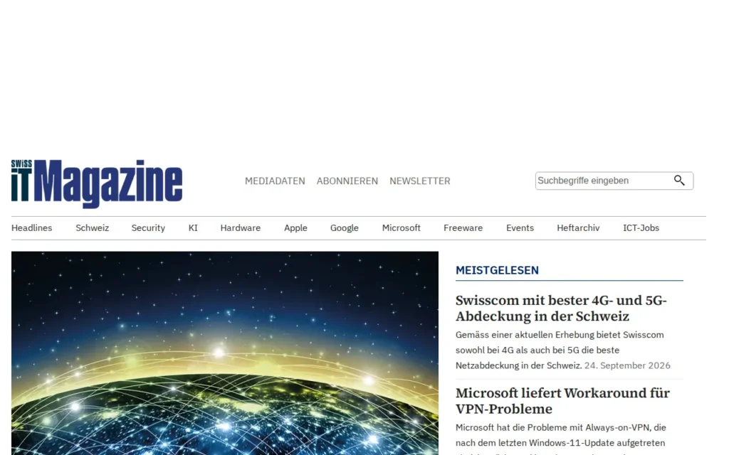 Startseite von Swiss IT Magazine