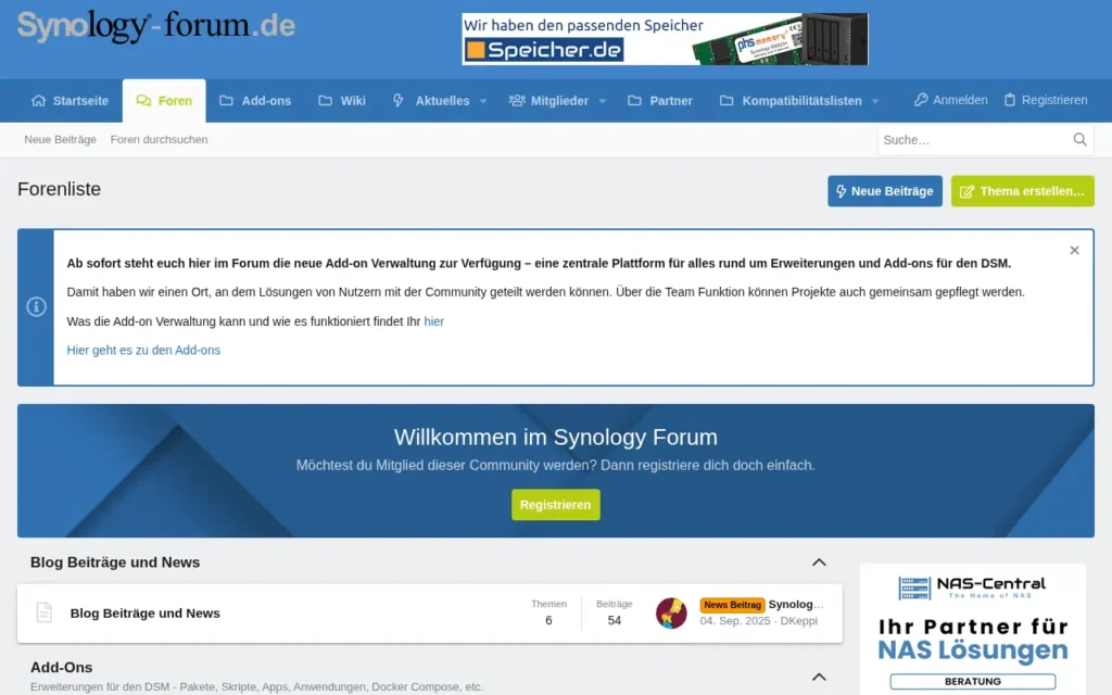 Startseite von Das deutsche Synology Support Forum