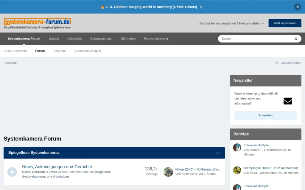 Startseite von Systemkamera Forum