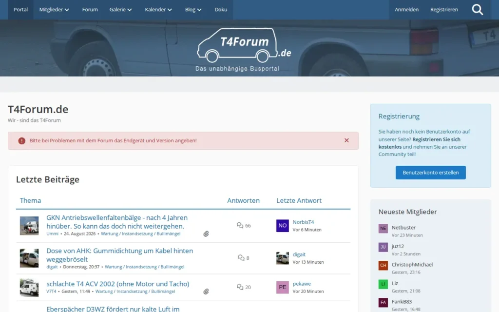 Startseite von T4Forum.de