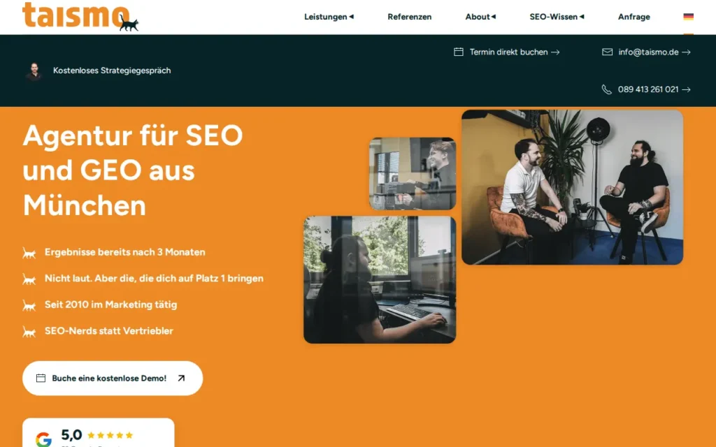 Startseite von taismo GmbH