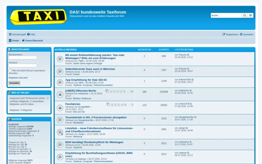 Startseite von DAS! bundesweite Taxiforum
