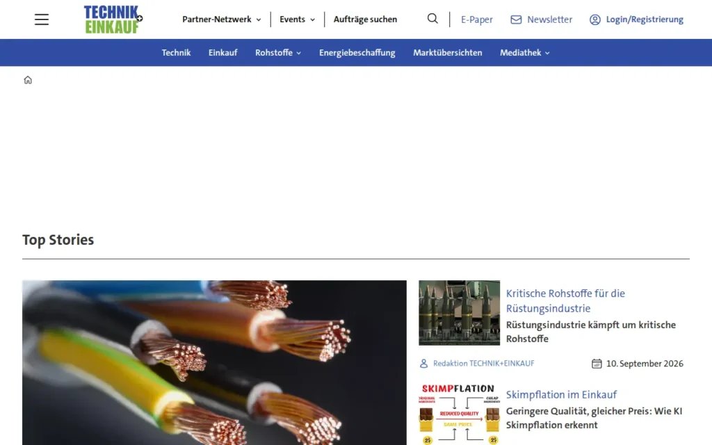 Startseite von TECHNIK+EINKAUF