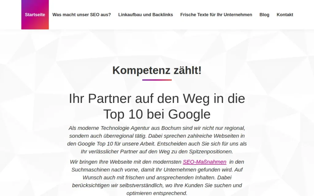 Startseite von Technologie-Agentur