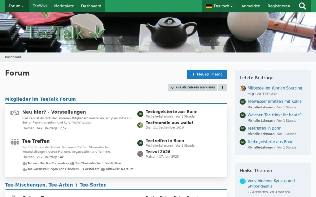Startseite von TeeTalk