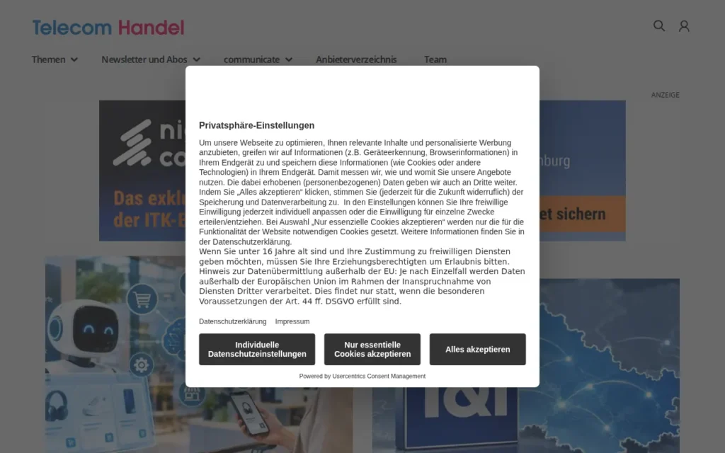 Startseite von Telecom Handel