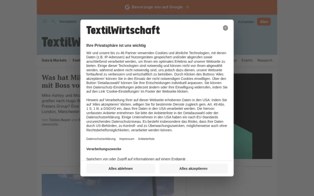 Startseite von TextilWirtschaft
