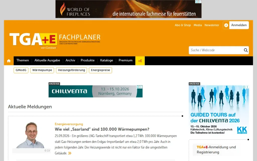 Startseite von TGA+E Fachplaner