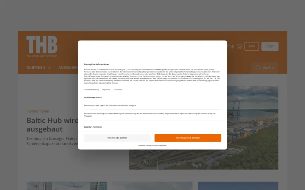 Startseite von THB – Täglicher Hafenbericht