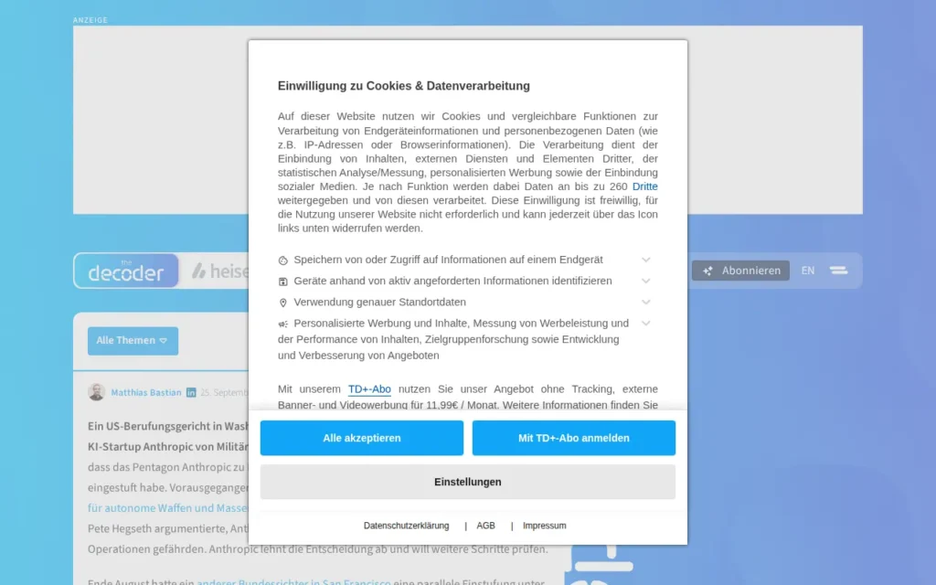 Startseite von THE DECODER