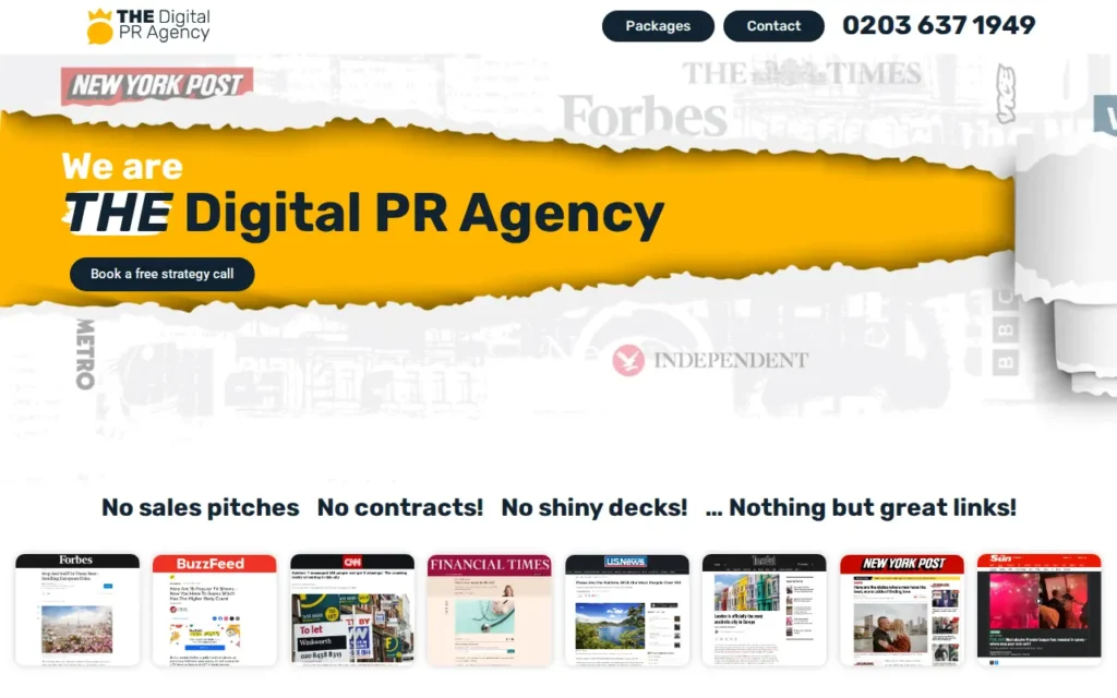 Startseite von The Digital PR Agency
