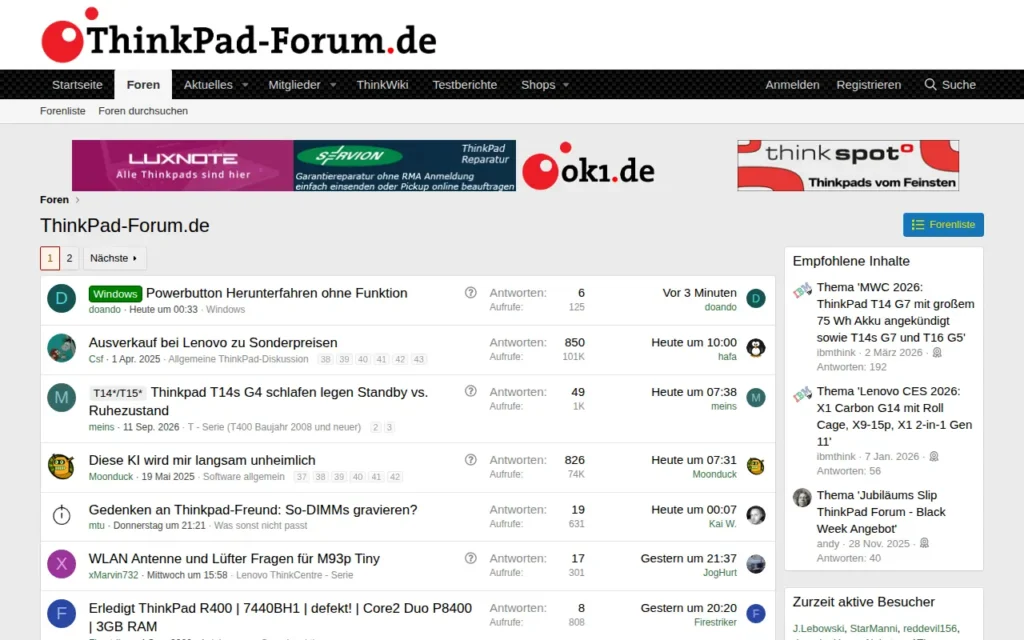 Startseite von ThinkPad-Forum.de